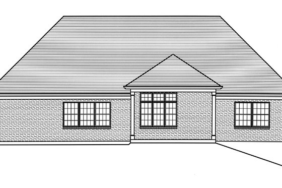 Exterior - Rear Elevation for Ranch House Plan #46-902 - 3 bed, 2.5 bath