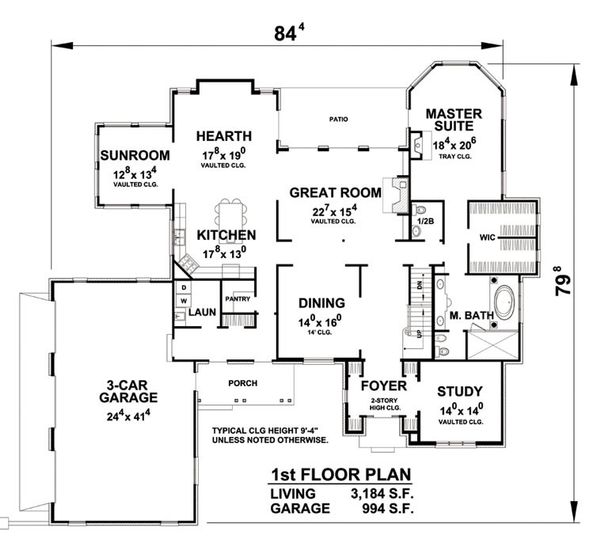 House Blueprint - European Floor Plan - Main Floor Plan #20-2203