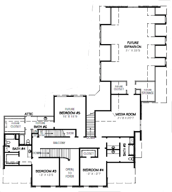 Colonial Style House Plan - 4 Beds 5 Baths 5346 Sq/Ft Plan #424-220 ...