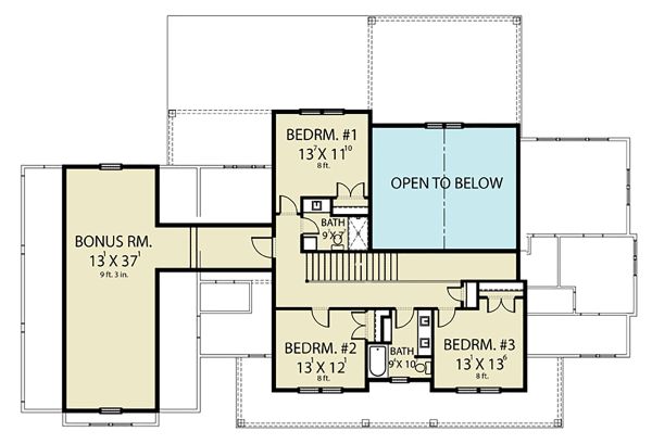 Farmhouse Floor Plan - Upper Floor Plan #1070-55