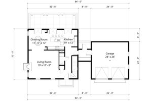 Floor Plan - Main Floor for Colonial House Plan #497-19 - 3 bed, 2.5 bath