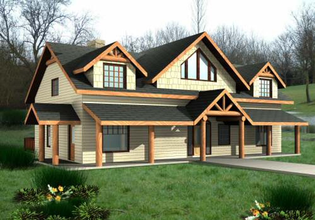 Cabin Style House Plan - 4 Beds 3.5 Baths 2652 Sq/Ft Plan #117-573