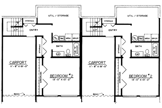 Floor Plan - Main Floor House Plan #303-156 - 2 bed, 2 bath