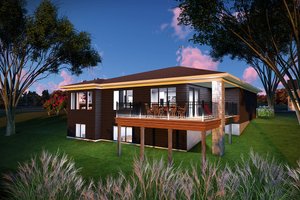 Exterior - Rear Elevation for Prairie House Plan #70-1530 - 4 bed, 3 bath