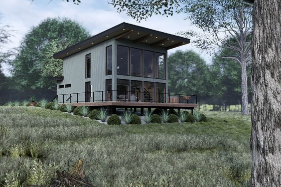 Exterior - Front Elevation 4 for Modern House Plan #923-398 - 1 bed, 1 bath