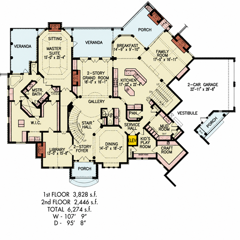 Floor Plan - Main Floor for Traditional House Plan #54-703 - 3 bed, 2 bath