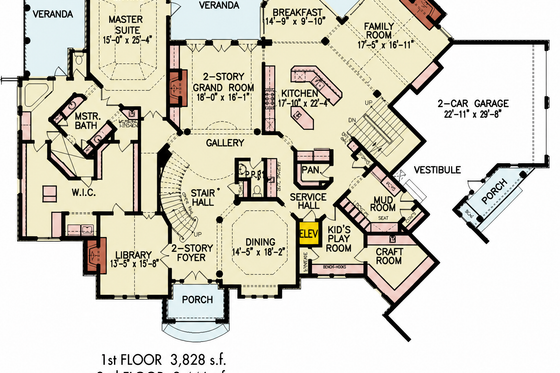 Floor Plan - Main Floor for Traditional House Plan #54-703 - 3 bed, 2 bath