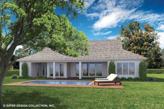 Exterior - Rear Elevation for Ranch House Plan #930-468 - 3 bed, 3.5 bath