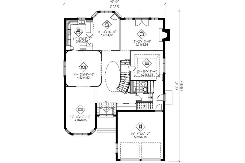 House Plan Design - Floor Plan - Main Floor for Traditional House Plan #25-2079 - 4 bed, 3.5 bath