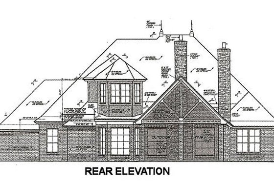 Exterior - Rear Elevation for European House Plan #310-667 - 4 bed, 3 bath