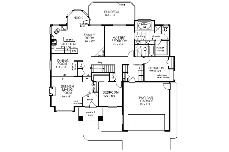 House Plan Design - Floor Plan - Main Floor for European House Plan #18-174 - 3 bed, 2 bath