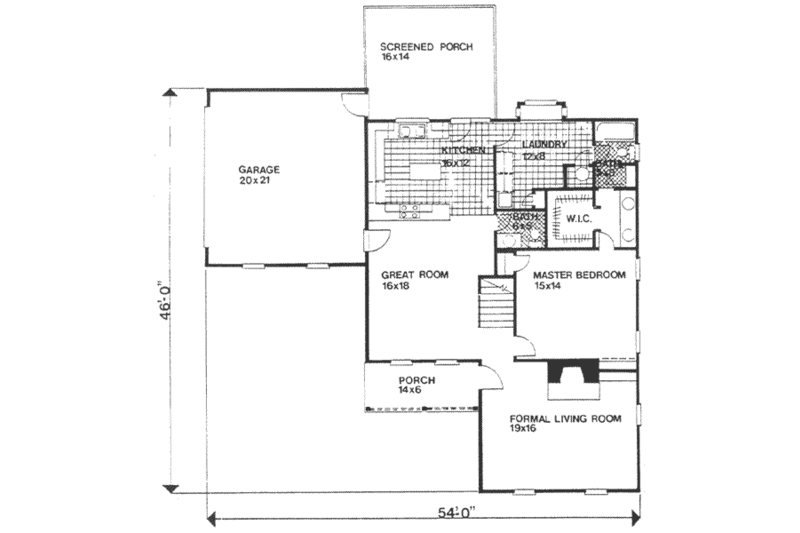 Architectural House Design - Floor Plan - Main Floor for Farmhouse House Plan #30-186 - 3 bed, 2.5 bath