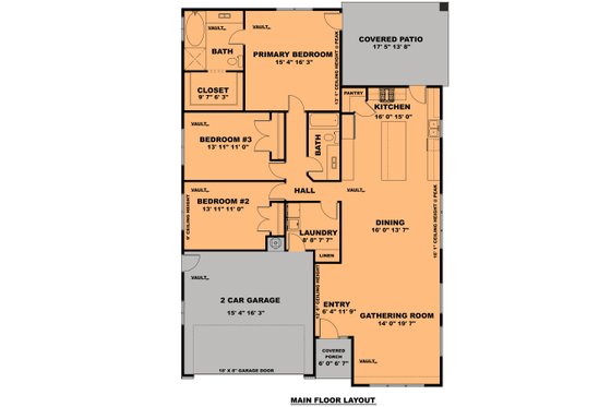 Floor Plan - Main Floor for Modern House Plan #1111-21 - 3 bed, 2 bath