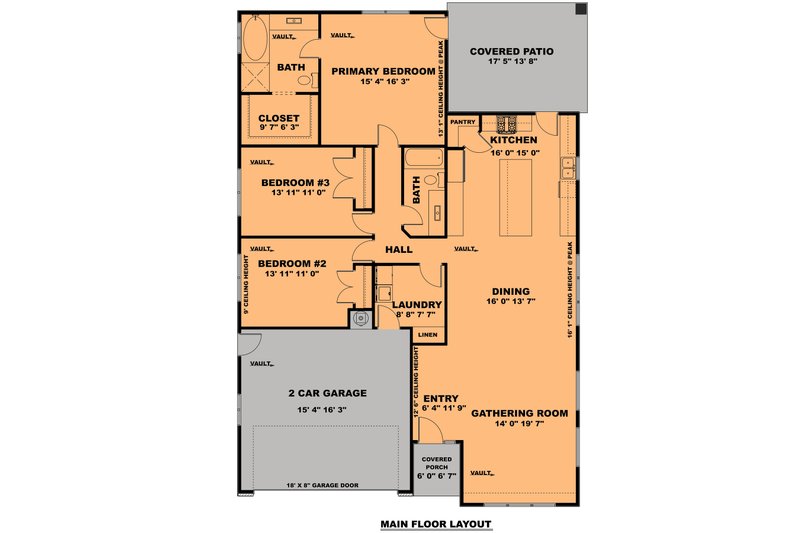 House Design - Floor Plan - Main Floor for Modern House Plan #1111-21 - 3 bed, 2 bath