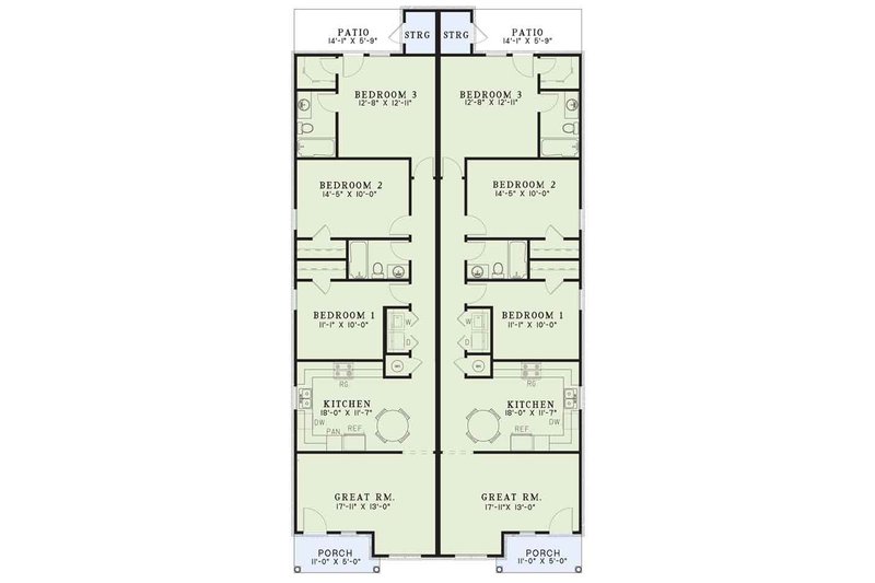 Dream House Plan - Floor Plan - Main Floor for Southern House Plan #17-1096 - 3 bed, 2 bath