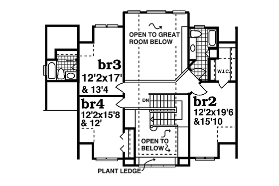 Floor Plan - Upper Floor for Craftsman House Plan #47-390 - 4 bed, 3.5 bath