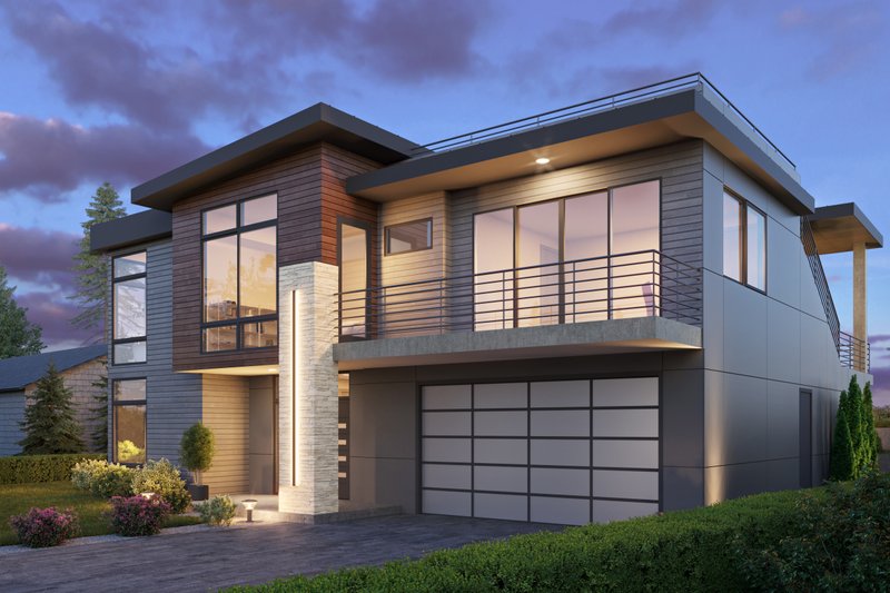 Home Plan - Exterior - Front Elevation 3 for Modern House Plan #1066-220 - 3 bed, 4 bath