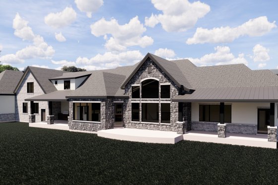 Exterior - Rear Elevation for European House Plan #920-113 - 3 bed, 3.5 bath