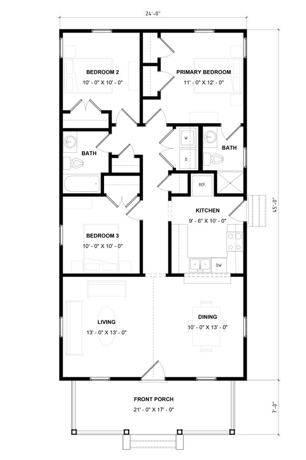 Dream House Plan - Floor Plan - Main Floor for Craftsman House Plan #936-24 - 3 bed, 2 bath