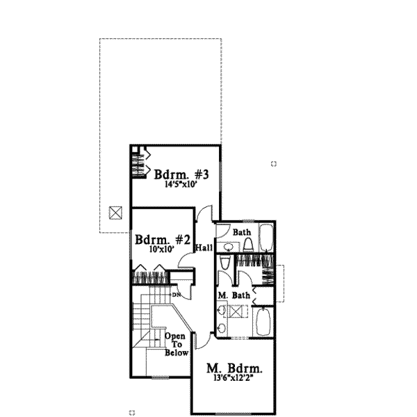 Traditional Floor Plan - Upper Floor Plan #78-105