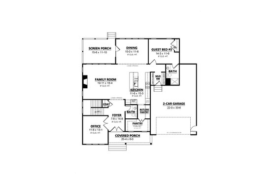 Floor Plan - Main Floor for Farmhouse House Plan #1080-6 - 5 bed, 4.5 bath