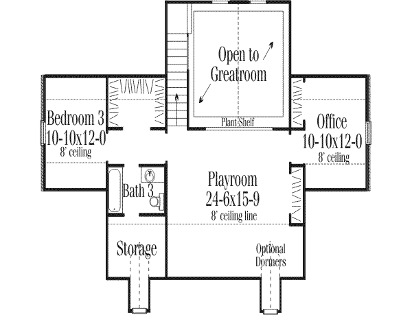 Colonial Floor Plan - Upper Floor Plan #406-107