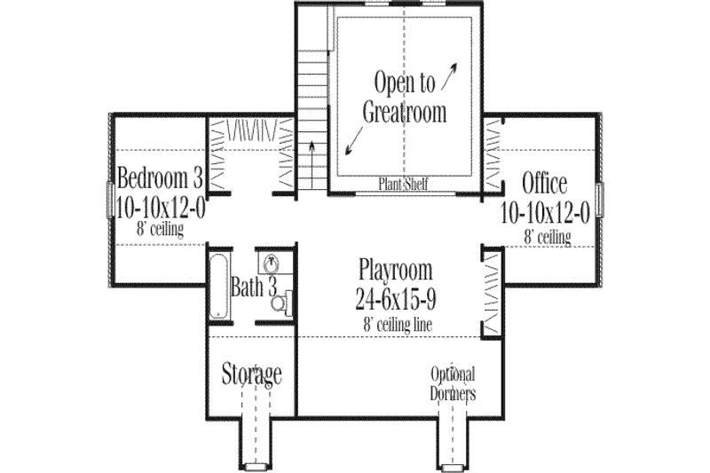 House Design - Floor Plan - Upper Floor for Colonial House Plan #406-107 - 3 bed, 3.5 bath