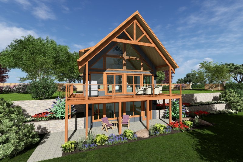 House Blueprint - Cabin Exterior - Front Elevation Plan #126-293