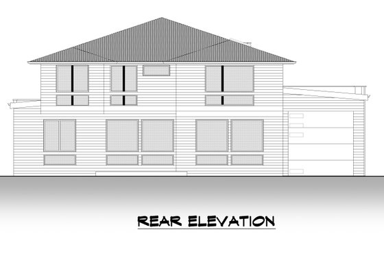 Exterior - Rear Elevation 1 for Contemporary House Plan #1066-132 - 4 bed, 4.5 bath