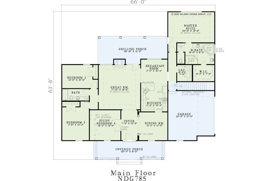 Floor Plan - Main Floor for Farmhouse House Plan #17-531 - 4 bed, 2 bath