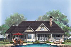 Exterior - Rear Elevation for Ranch House Plan #929-403 - 3 bed, 3 bath