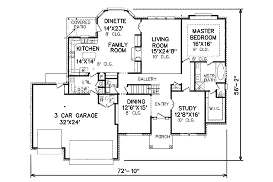 Floor Plan - Main Floor for Traditional House Plan #65-273 - 4 bed, 2.5 bath
