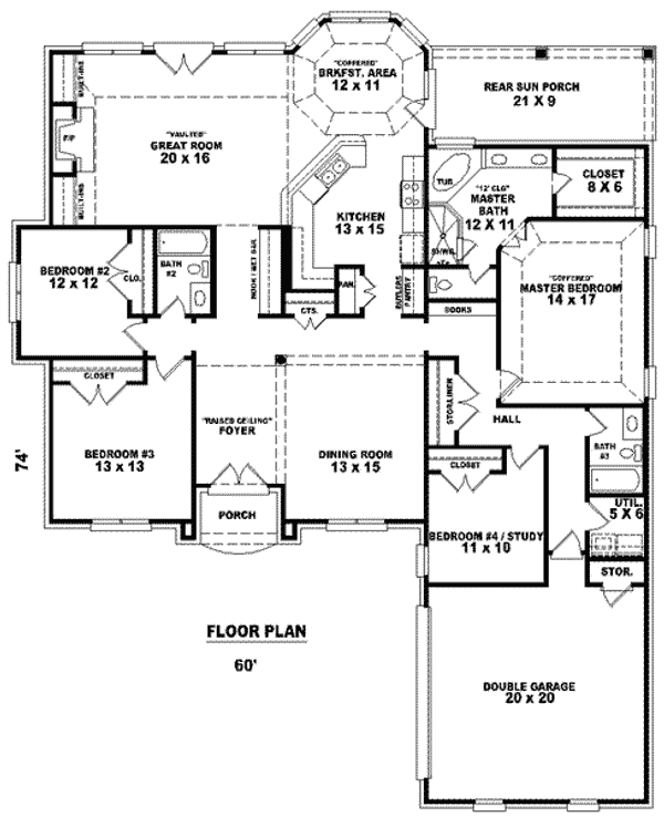 Floor Plan - Main Floor for European House Plan #81-1253 - 3 bed, 3 bath