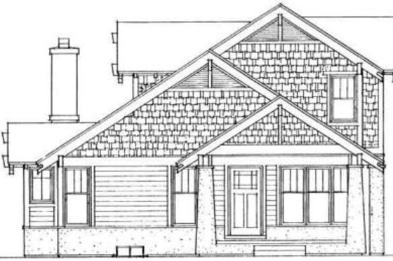 Exterior - Rear Elevation for Bungalow House Plan #72-462 - 3 bed, 2.5 bath