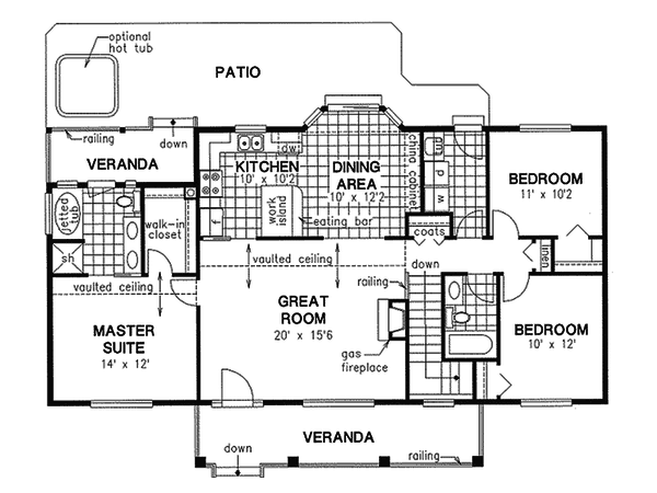 Home Plan - Country style house plan, ranch floor plan, main level