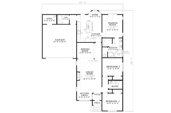 Floor Plan - Main Floor for Traditional House Plan #17-1001 - 3 bed, 2 bath