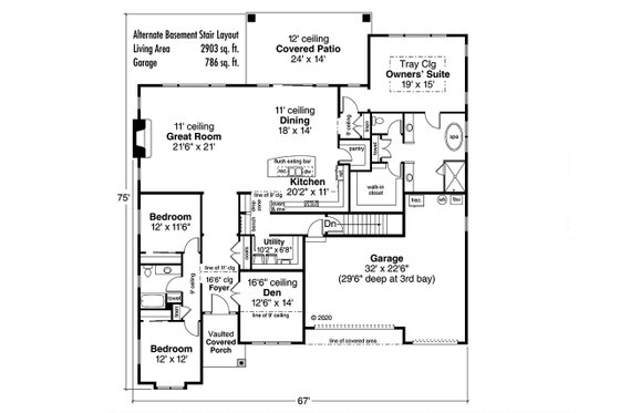 Floor Plan - Other Floor for Contemporary House Plan #124-1257 - 3 bed, 2 bath
