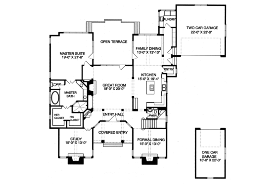 Floor Plan - Main Floor for Colonial House Plan #413-826 - 4 bed, 3.5 bath