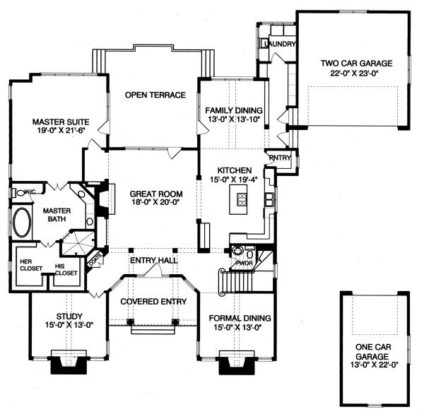 House Design - Colonial Floor Plan - Main Floor Plan #413-826