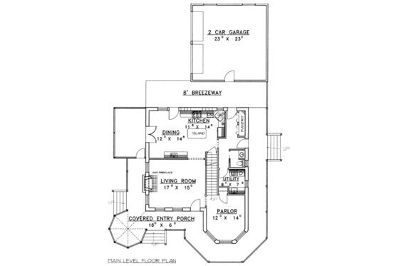 Floor Plan - Main Floor 1 for European House Plan #117-136 - 3 bed, 3 bath