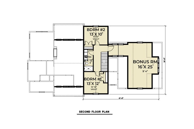 Architectural House Design - Floor Plan - Upper Floor for Country House Plan #1070-33 - 3 bed, 2.5 bath