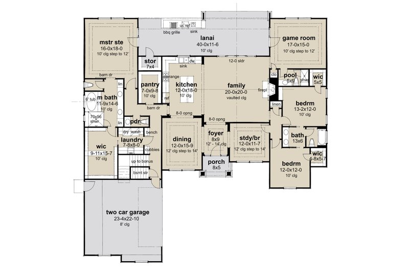 Dream House Plan - Floor Plan - Main Floor for Farmhouse House Plan #120-284 - 3 bed, 3.5 bath