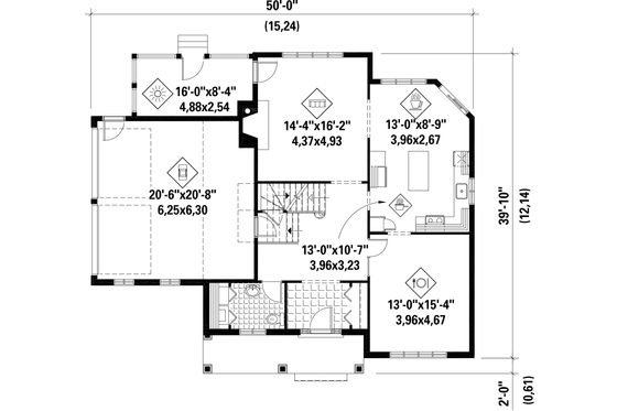 Floor Plan - Main Floor for Country House Plan #25-4764 - 3 bed, 1 bath