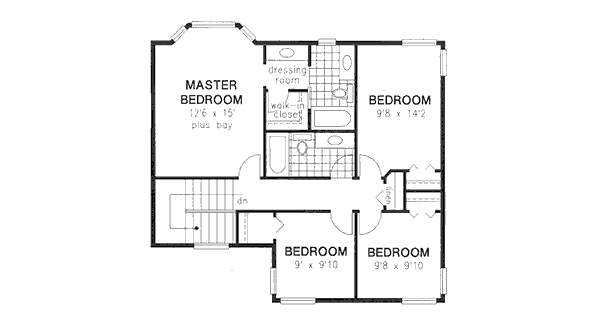 Traditional Floor Plan - Upper Floor Plan #18-9101