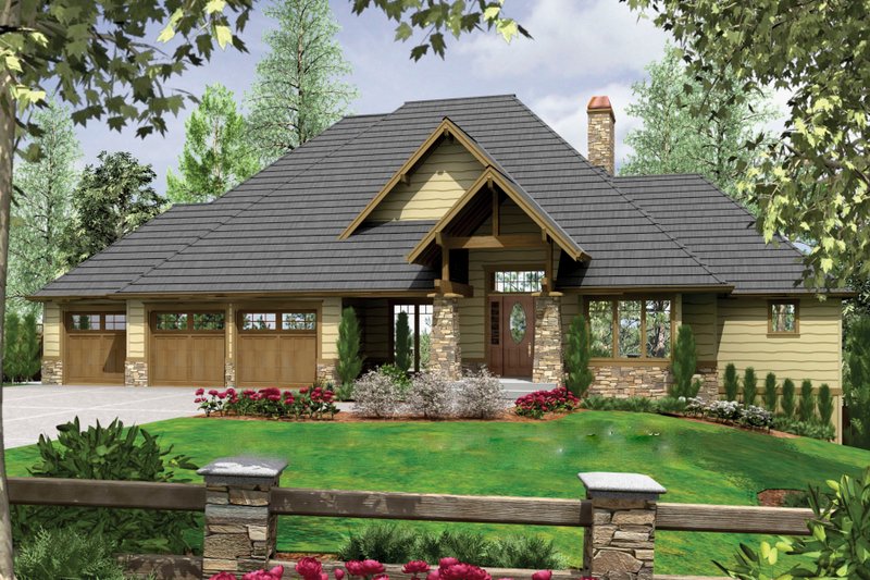 Dream House Plan - Craftsman Exterior - Front Elevation Plan #48-543