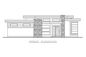 Exterior - Front Elevation 4 for Modern House Plan #1100-10 - 2 bed, 2 bath