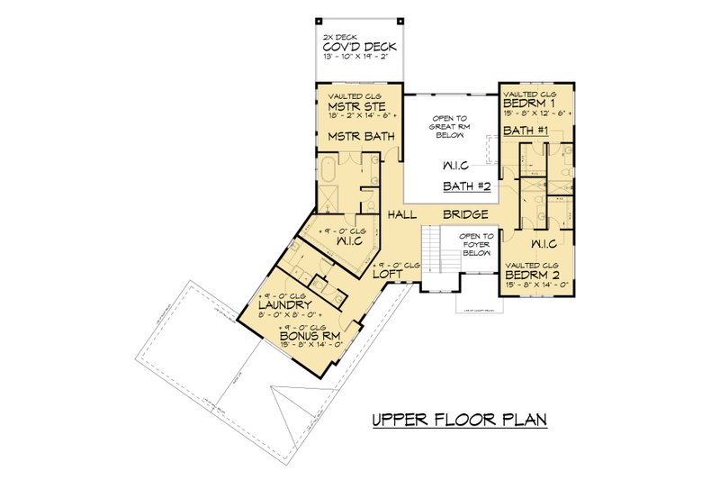 House Design - Floor Plan - Upper Floor for Farmhouse House Plan #1066-285 - 4 bed, 5 bath