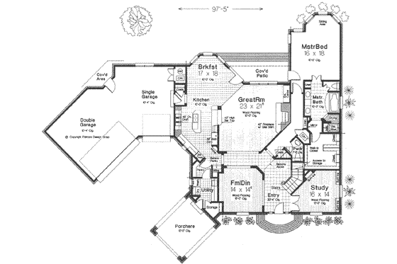 Floor Plan - Main Floor for European House Plan #310-344 - 4 bed, 3.5 bath