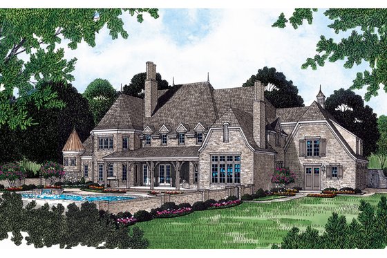 Exterior - Other Elevation 1 for European House Plan #453-49 - 4 bed, 4.5 bath