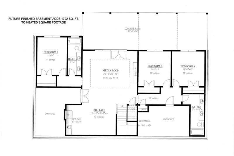 Dream House Plan - Floor Plan - Lower Floor for Craftsman House Plan #437-103 - 4 bed, 3.5 bath